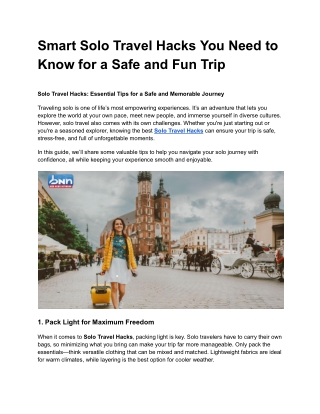Smart Solo Travel Hacks You Need to Know for a Safe and Fun Trip