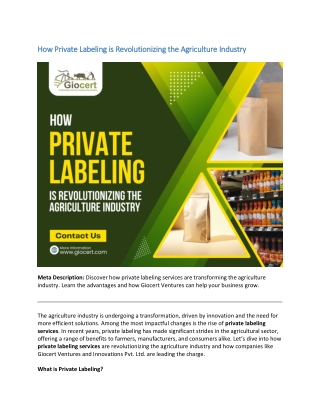 Revolutionizing the Agriculture Industry with Private Labeling Services