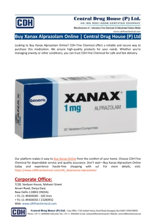 Buy Xanax Alprazolam Online