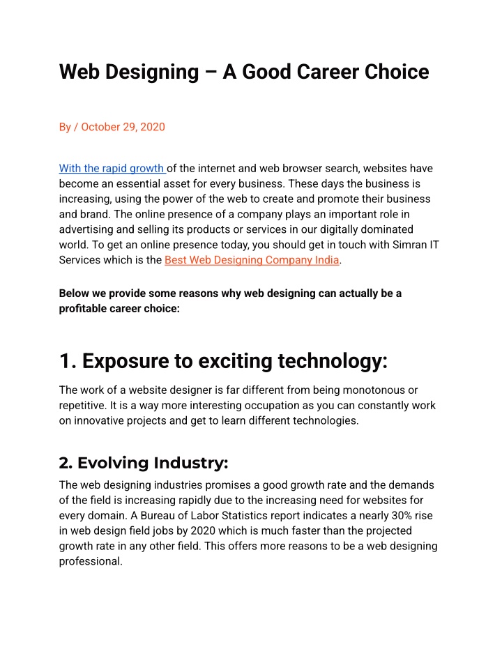 web designing a good career choice