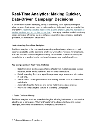 real time analytics making quicker data driven