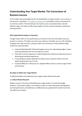 understanding your target market the cornerstone