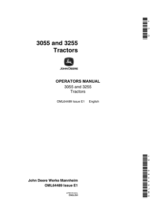 John Deere 3055 and 3255 Tractors Operator’s Manual Instant Download (Publication No.OML64489)