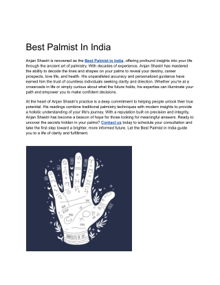 Best Palmist In India
