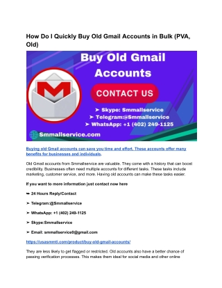 How Do I Quickly Buy Old Gmail Accounts in Bulk (PVA, Old) (1)