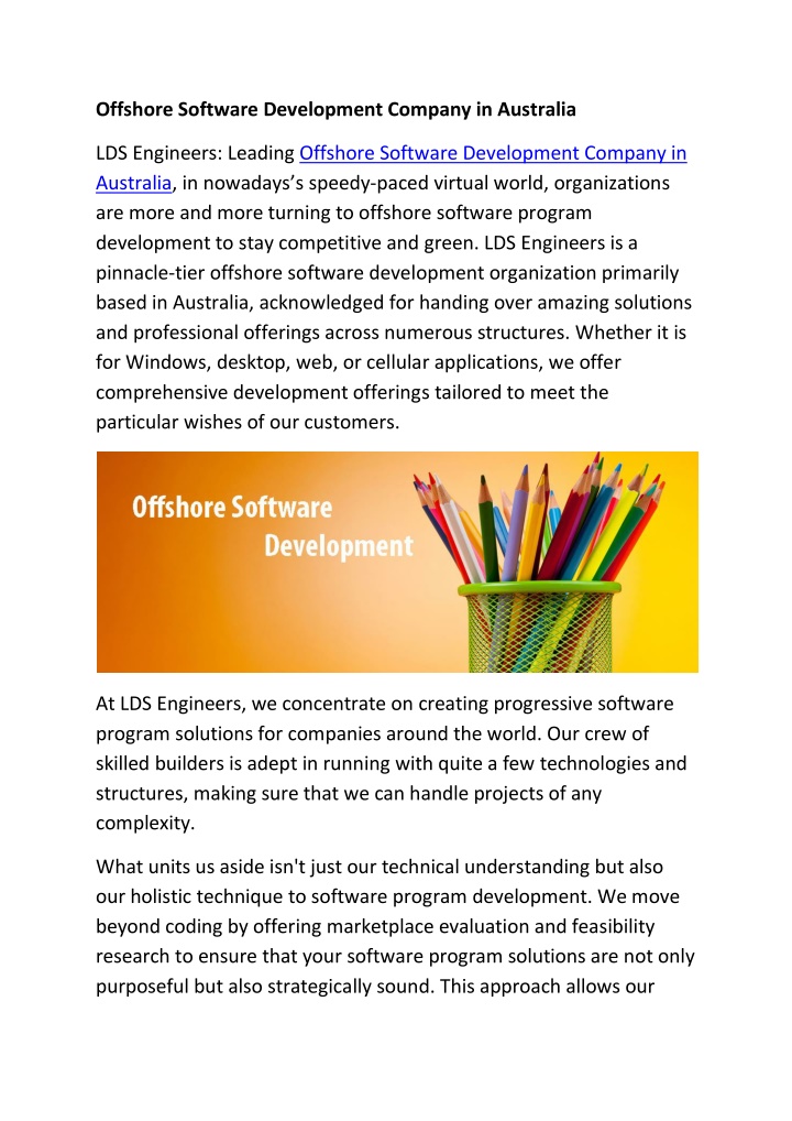 offshore software development company in australia