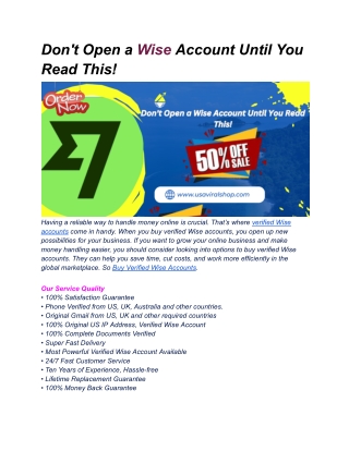 Don't Open a Wise Account Until You Read This!
