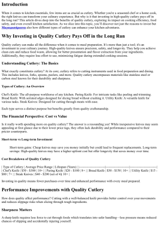 Why Investing in Quality Cutlery Pays Off in the Long Run