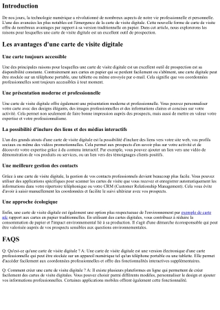 Les raisons pour lesquelles une carte de visite digitale est un excellent outil