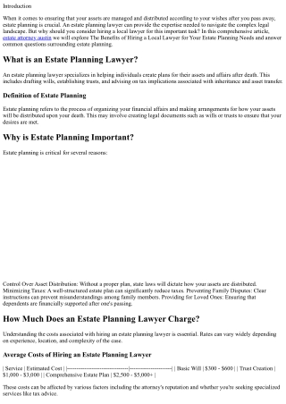 “The Benefits of Hiring a Local Lawyer for Your Estate Planning Needs”