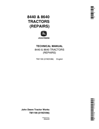 John Deere 8440 and 8640 Tractor Service Repair Manual Instant Download