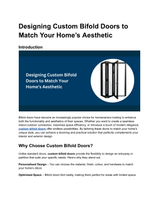 Designing Custom Bifold Doors to Match Your Home’s Aesthetic