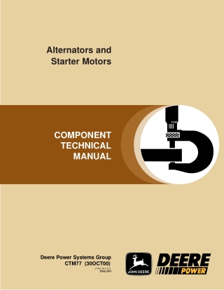 John Deere Alternators & Starter Motors Service Repair Manual Instant Download