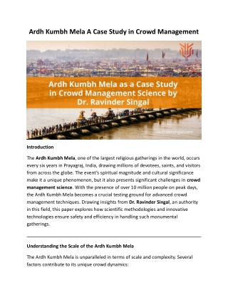 Ardh Kumbh Mela: A Case Study in Effective Crowd Management