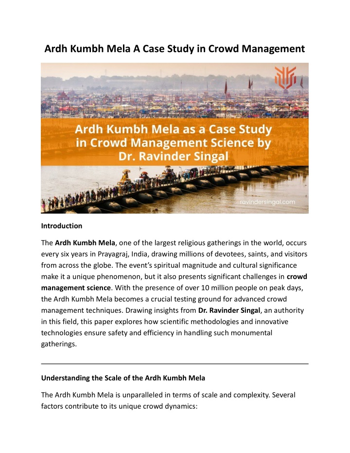 ardh kumbh mela a case study in crowd management