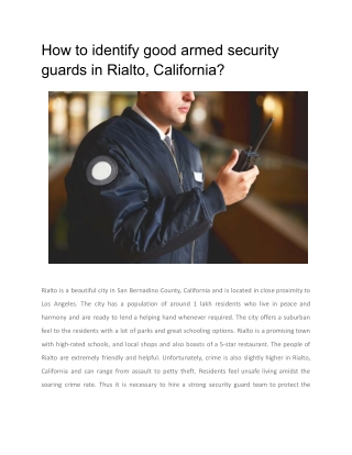 How to identify good armed security guards in Rialto, California