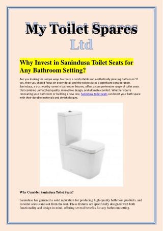 Why Invest in Sanindusa Toilet Seats for Any Bathroom Setting