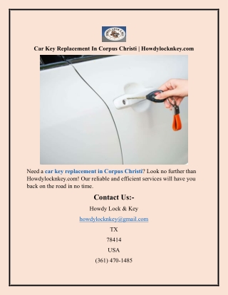 Car Key Replacement In Corpus Christi Howdylocknkey.com