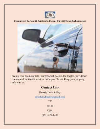 Commercial Locksmith Services In Corpus ChristiCommercial Locksmith Services In Corpus Christi Howdylocknkey.com