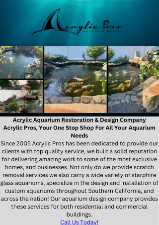 Acrylic Aquarium Restoration & Design Company Acrylic Pros
