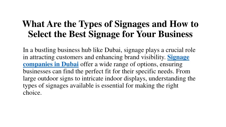 what are the types of signages and how to select the best signage for your business