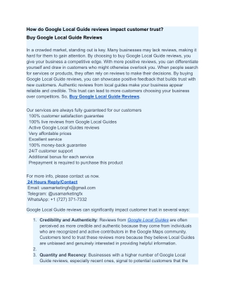 how do google local guide reviews impact customer