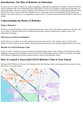 How to Launch a Successful LEGO Robotics Club at Your School