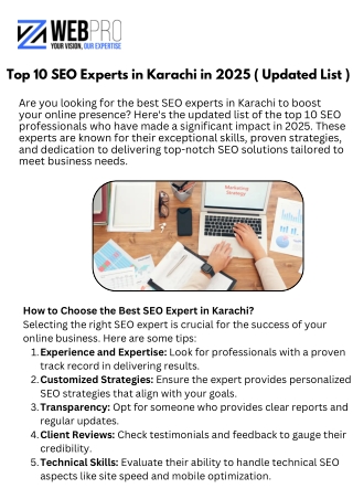 Top 10 SEO Experts in Karachi in 2025 (Update List ))