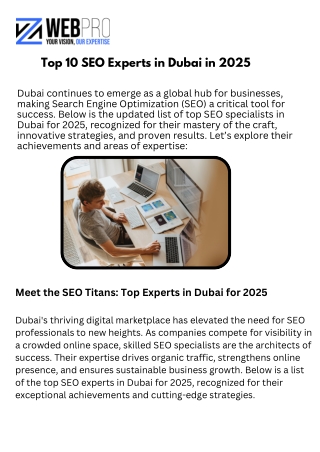 Top 10 SEO Experts in Dubai in 2025 (Update List))
