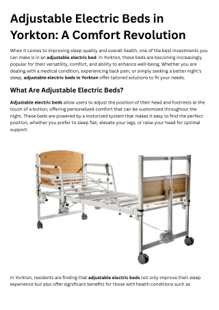 Adjustable Electric Beds in Yorkton A Comfort Revolution