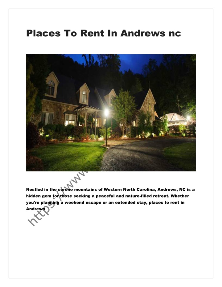 places to rent in andrews nc