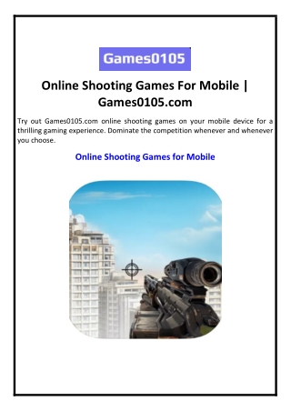 Online Shooting Games For Mobile | Games0105.com