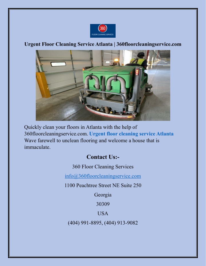 urgent floor cleaning service atlanta