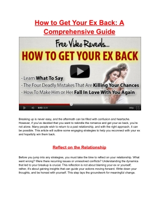 how to get your ex back a comprehensive guide