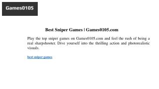 Best Sniper Games | Games0105.com