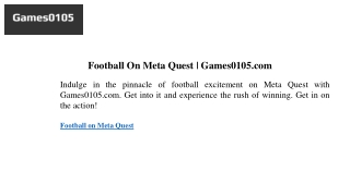 Football On Meta Quest | Games0105.com