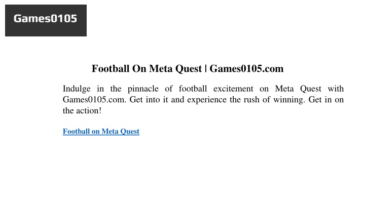 football on meta quest games0105 com