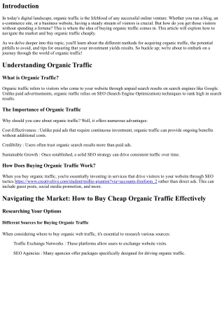 How to buy cheap organic traffic effectively: Navigating the market