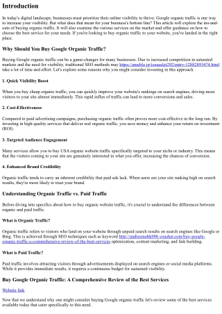 Buy Google Organic traffic: A comprehensive review of the best services