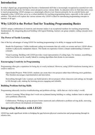 “Why LEGO is the Perfect Tool for Teaching Programming Basics”