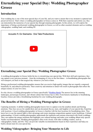 Eternalizing your Special Day Wedding Photographer Greece