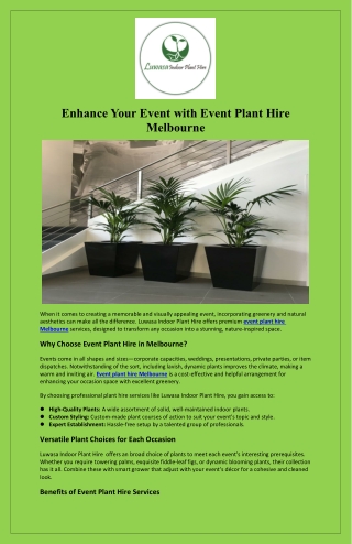 Enhance Your Event with Event Plant Hire Melbourne