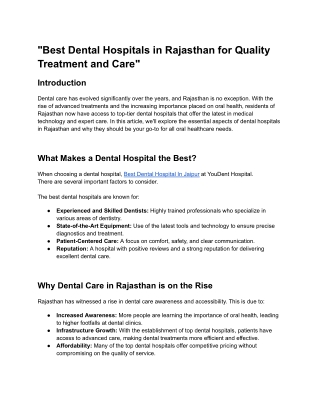 _Best Dental Hospitals in Rajasthan for Quality Treatment and Care_