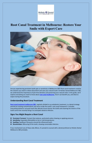 Root Canal Treatment in Melbourne Restore Your Smile with Expert Care