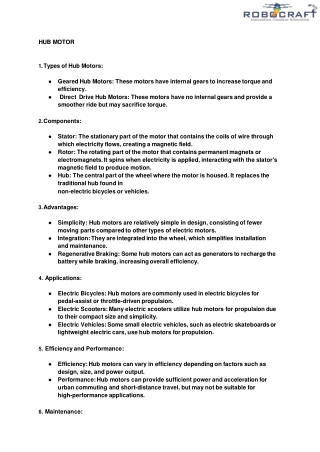Explaining the usage of hub motors in electric vehicles.