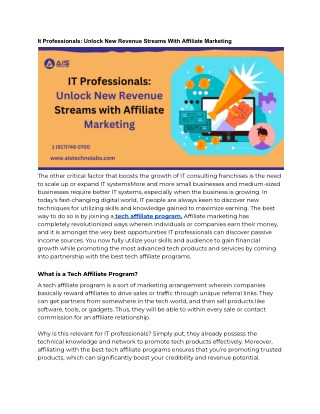 IT Professionals_ Unlock New Revenue Streams with Affiliate Marketing