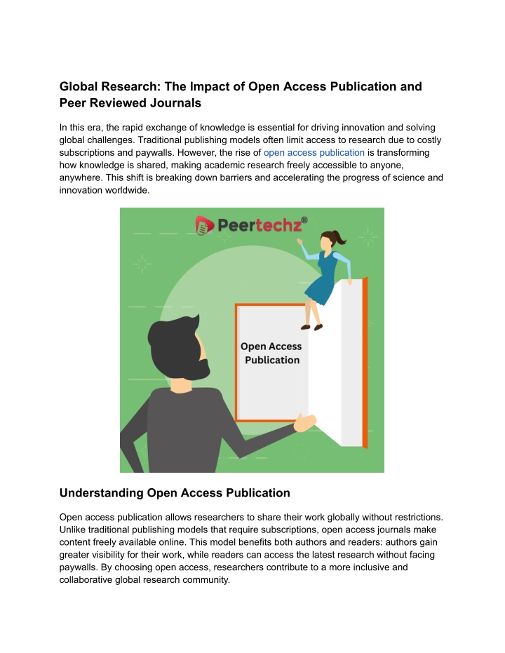 global research the impact of open access