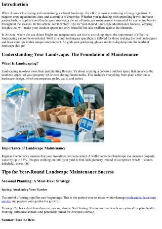 **Tips for Year-Round Landscape Maintenance Success**