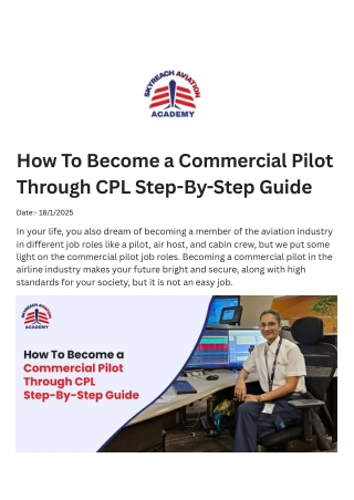 How To Become a Commercial Pilot Through CPL Step-By-Step Guide