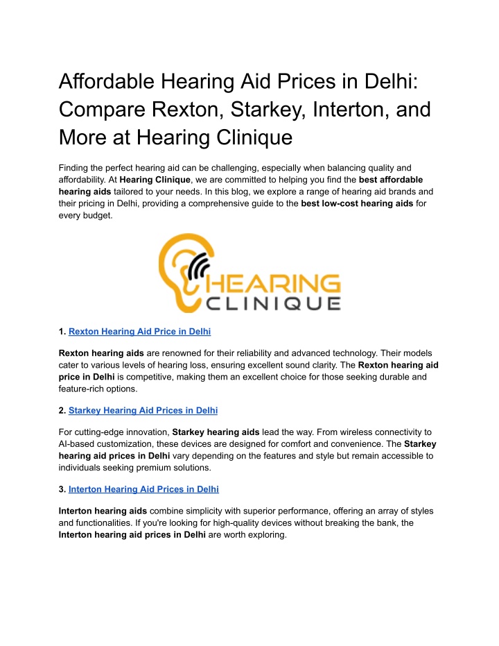 affordable hearing aid prices in delhi compare